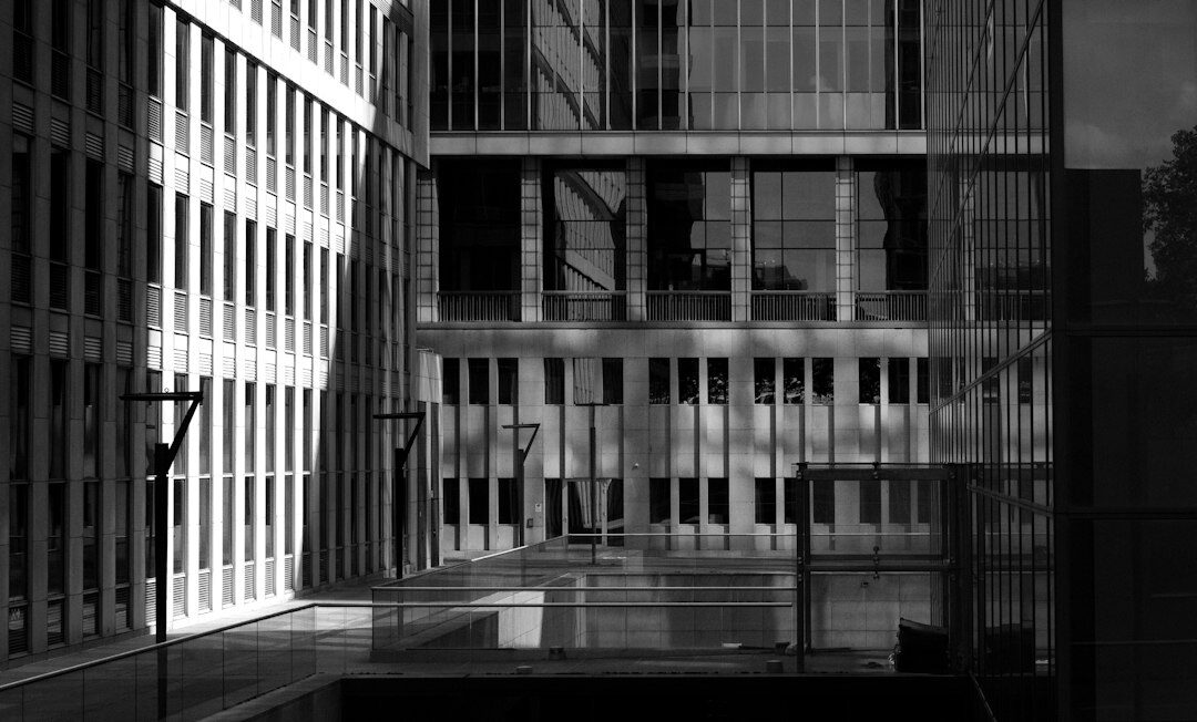 Modern glass office building exterior in Brussels